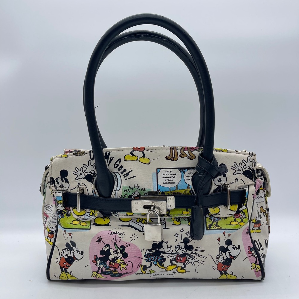 Disney Parks Mickey Minnie Mouse Vintage Comic Strip Satchel Handbag with Lock